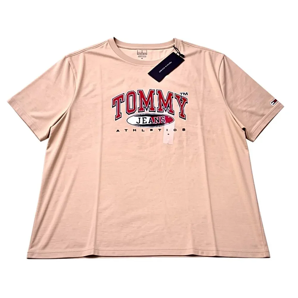 Tommy Jeans Men’s M Beige Graphic T-Shirt Athletics Logo NWT